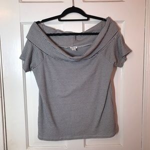 J Crew  XXL navy/white stripe off-the-shoulder top